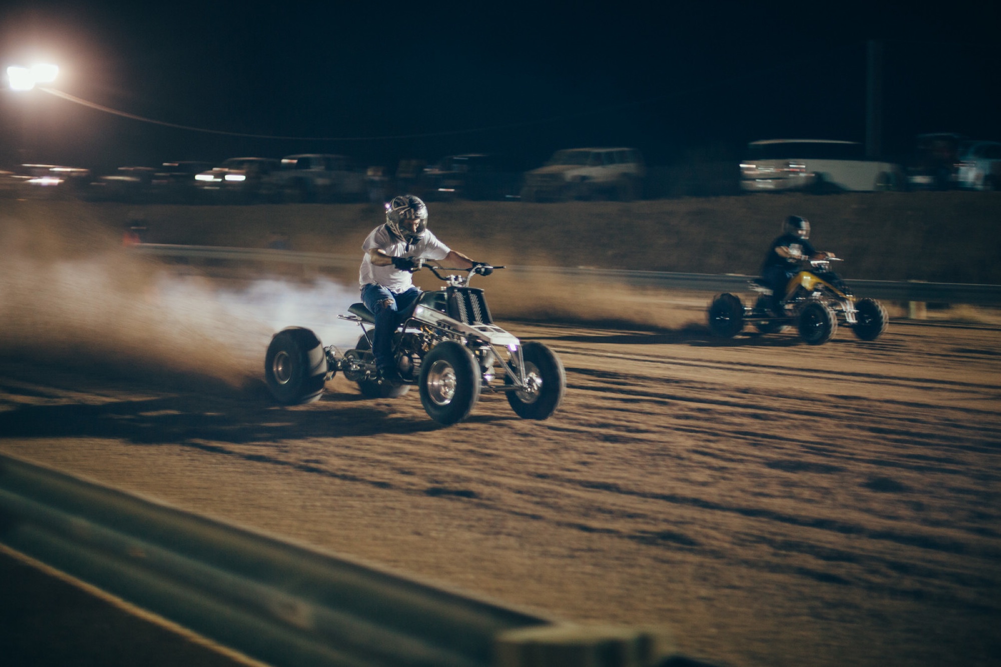 Quad racing down the sand drag lanes