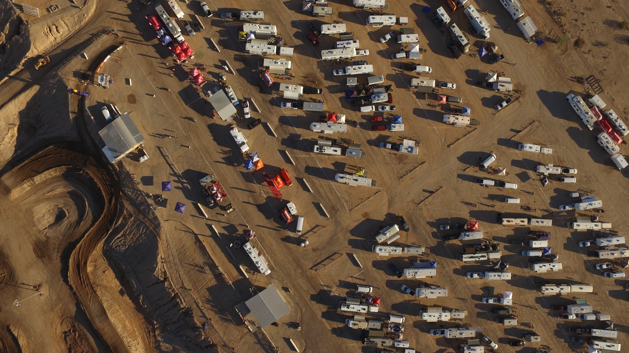 Aerial view of parking and pit areas at Arizona Cycle Park